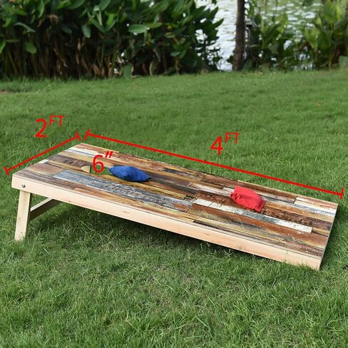 Solid Wood Vintage Cornhole Game Set, Two 4'x2'Cornhole Boards, 8 Cornhole Bags for Indoor and Outdoor Toss Games Competitions, Tournaments in Saudi Arabia