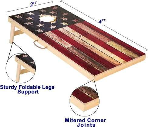 Solid Wood Vintage Cornhole Game Set, Two 4'x2'Cornhole Boards, 8 Cornhole Bags for Indoor and Outdoor Toss Games Competitions, Tournaments in Saudi Arabia