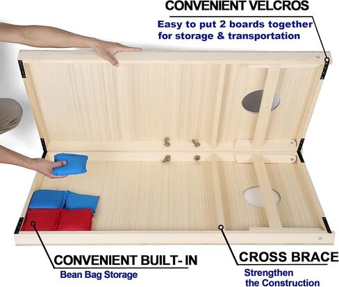 Solid Wood Vintage Cornhole Game Set, Two 4'x2'Cornhole Boards, 8 Cornhole Bags for Indoor and Outdoor Toss Games Competitions, Tournaments in Saudi Arabia