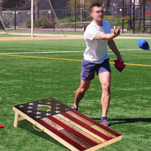 Solid Wood Vintage Cornhole Game Set, Two 4'x2'Cornhole Boards, 8 Cornhole Bags for Indoor and Outdoor Toss Games Competitions, Tournaments in Saudi Arabia
