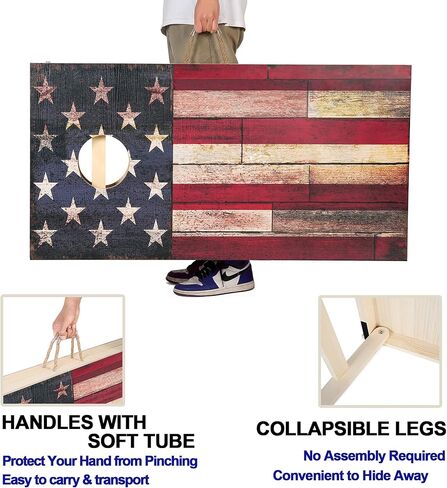 Solid Wood Vintage Cornhole Game Set, Two 4'x2'Cornhole Boards, 8 Cornhole Bags for Indoor and Outdoor Toss Games Competitions, Tournaments in Saudi Arabia