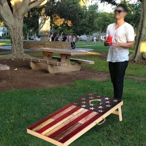 Solid Wood Vintage Cornhole Game Set, Two 4'x2'Cornhole Boards, 8 Cornhole Bags for Indoor and Outdoor Toss Games Competitions, Tournaments in Saudi Arabia