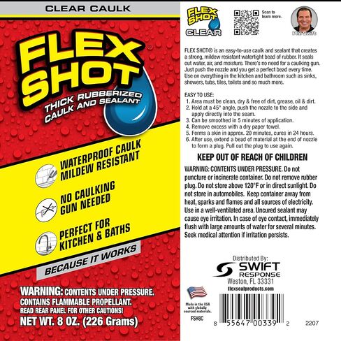 Flex Shot Rubber Adhesive Sealant Caulk 8oz Clear Bundle with ALLWAY CT31 3-in-1 Caulk Tool in Saudi Arabia