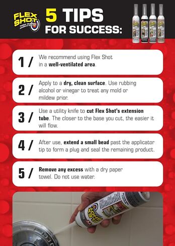 Flex Shot Rubber Adhesive Sealant Caulk 8oz Clear Bundle with ALLWAY CT31 3-in-1 Caulk Tool in Saudi Arabia
