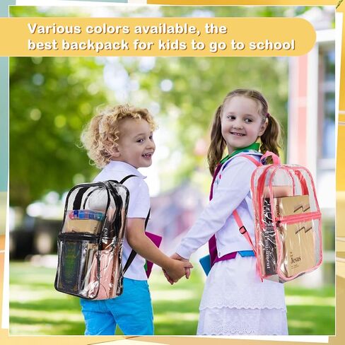 Sadnyy 6 قطع حقيبة ظهر شفافة معتمدة من الاستاد مقاس 15.5 × 11 × 5 بوصة حقائب استاد شفافة للنساء شفافة من خلال حقيبة ظهر للحفلات الموسيقية من البلاستيك الشفاف PVC حقيبة ظهر آمنة للعمل، 3 ألوان in Kuwait