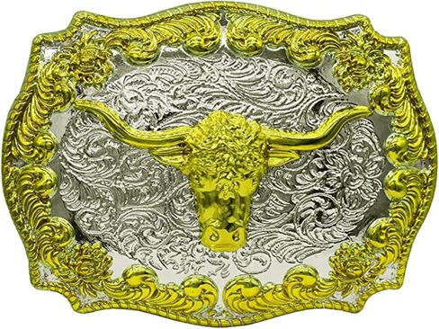 Longhorn Bull Belt Buckle Western Golden Texas Cowboy Belt Buckles for Men in Saudi Arabia
