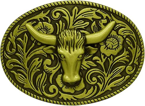 Longhorn Bull Belt Buckle Western Golden Texas Cowboy Belt Buckles for Men in Saudi Arabia