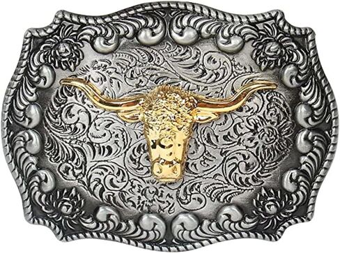 Longhorn Bull Belt Buckle Western Golden Texas Cowboy Belt Buckles for Men in Saudi Arabia