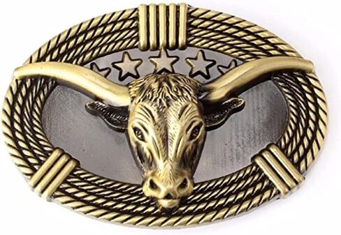 Longhorn Bull Belt Buckle Western Golden Texas Cowboy Belt Buckles for Men in Saudi Arabia
