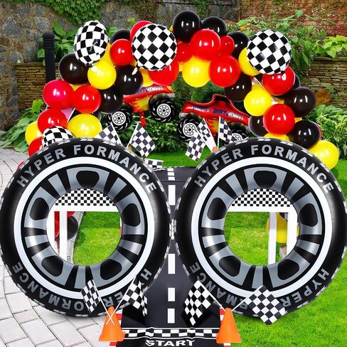 6 Pack 47 Inches Giant Inflatable Tire Tubes Pool Floats for Adults Large Swim Ring River Raft for Swimming Pool Lake Ocean Giant Pool Floatie Inflatable Tube Water Toys for Truck Racing Cars Party in Saudi Arabia