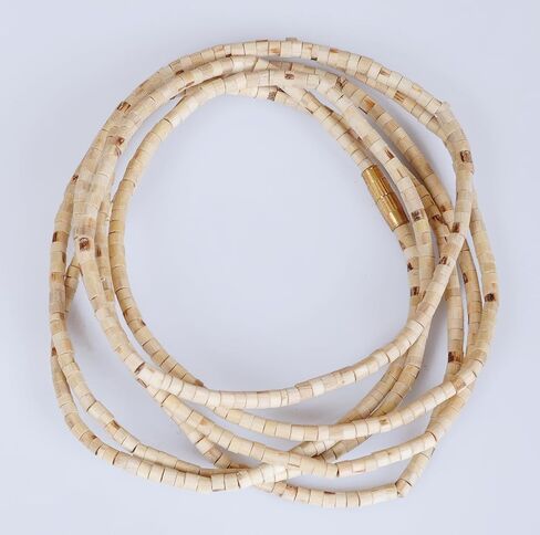 Tulsi Kanthi Mala Original - 3 Round Brown Wooden Mala (Triple Layer) for Neck Wearing, Regular, Beige in Saudi Arabia