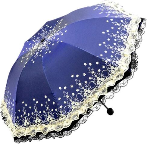Honeystore Shining Lace Umbrella 3 Folding Sunny and Rainy Anti-uv Party Parasol in Saudi Arabia