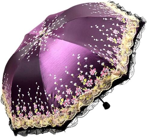 Honeystore Shining Lace Umbrella 3 Folding Sunny and Rainy Anti-uv Party Parasol in Saudi Arabia