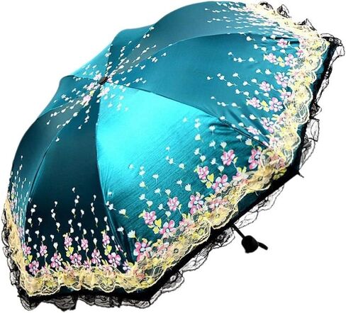 Honeystore Shining Lace Umbrella 3 Folding Sunny and Rainy Anti-uv Party Parasol in Saudi Arabia