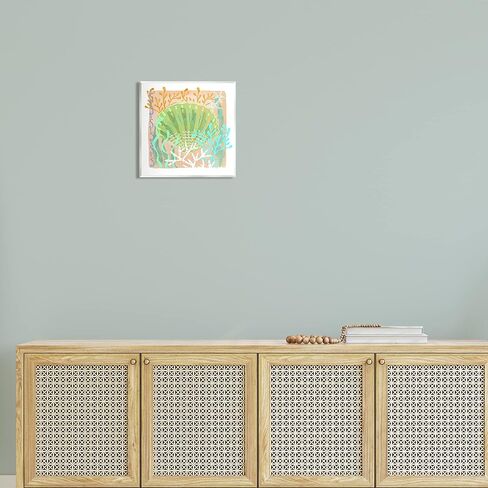 Stupell Industries Vivid Coral Overlay Beach Seashell Watercolor Pattern Wood Wall Art, Design By unknown in Saudi Arabia
