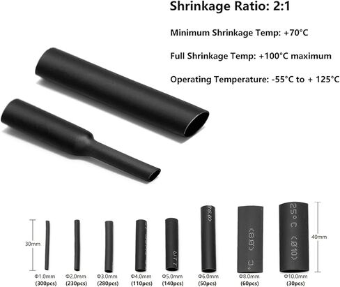 جينسكو 1200 قطعة 2: 1 أنبوب انكماش حراري + مجموعة مسدس حراري صغير 300 وات، مسدس هواء ساخن، أنبوب كابل سلك معزول كهربائيًا، مجموعة متنوعة من الأكمام الملفوفة لتغليف الانكماش، إصلاح الكابل، DIY in Kuwait