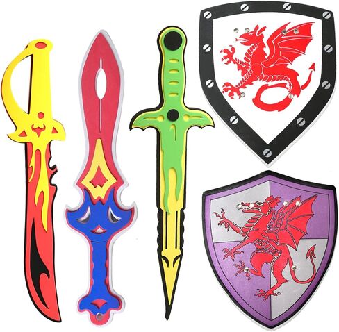 Foam Swords-Kids Weapons Gift-Pretend Playset for Boys-Party Favors, Medieval Combat Weapons, Dragon Knights Set, Costume Role Play Accessories for Kids in Saudi Arabia
