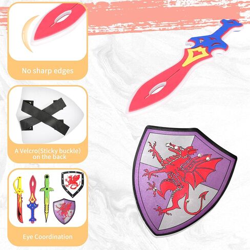 Foam Swords-Kids Weapons Gift-Pretend Playset for Boys-Party Favors, Medieval Combat Weapons, Dragon Knights Set, Costume Role Play Accessories for Kids in Saudi Arabia