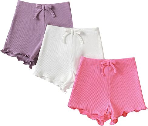 SOBOWO Toddler Girl Shorts Ribbed 3 Pack Baby Girls Solid Soft Elastic Waist Casual Playing Shorts Summer Short Pants in Saudi Arabia