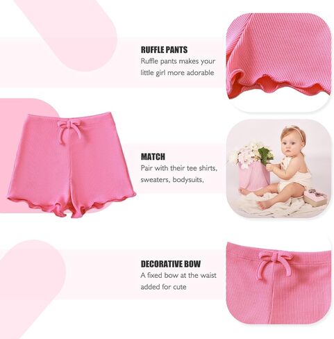 SOBOWO Toddler Girl Shorts Ribbed 3 Pack Baby Girls Solid Soft Elastic Waist Casual Playing Shorts Summer Short Pants in Saudi Arabia