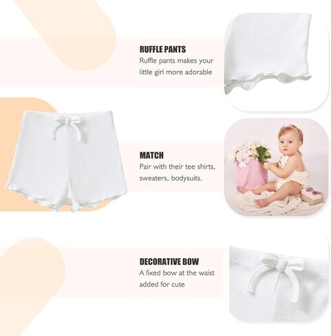 SOBOWO Toddler Girl Shorts Ribbed 3 Pack Baby Girls Solid Soft Elastic Waist Casual Playing Shorts Summer Short Pants in Saudi Arabia