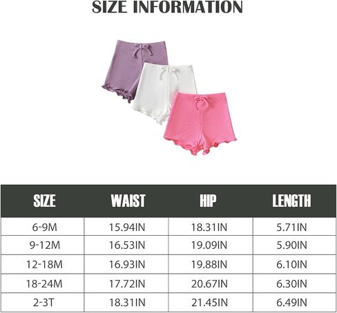 SOBOWO Toddler Girl Shorts Ribbed 3 Pack Baby Girls Solid Soft Elastic Waist Casual Playing Shorts Summer Short Pants in Saudi Arabia