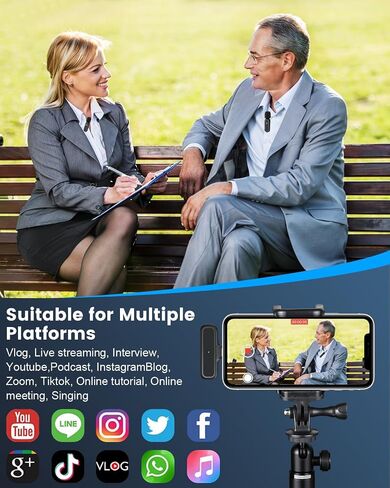 Wireless Microphone for iPhone with Charging Case, Plug and Play Clip on Mic for Video Recording, Interview, Live Streaming in Saudi Arabia
