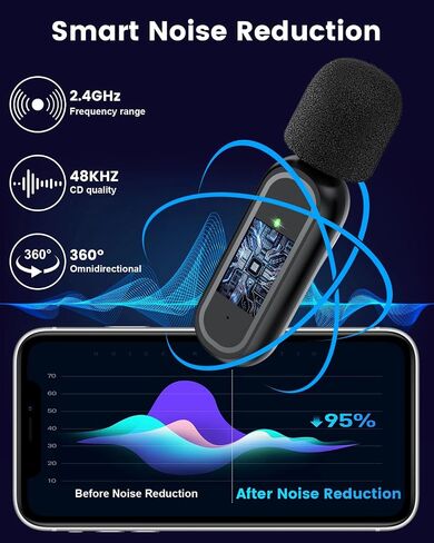 Wireless Microphone for iPhone with Charging Case, Plug and Play Clip on Mic for Video Recording, Interview, Live Streaming in Saudi Arabia
