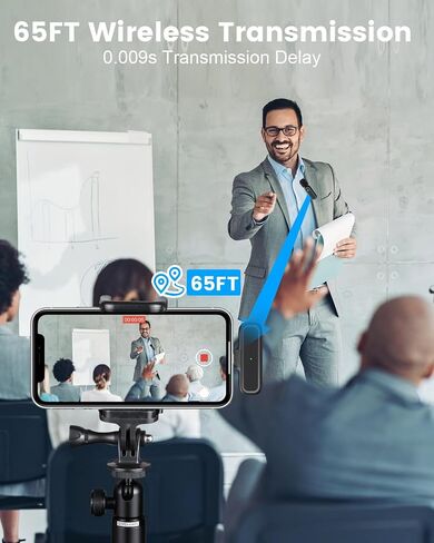 Wireless Microphone for iPhone with Charging Case, Plug and Play Clip on Mic for Video Recording, Interview, Live Streaming in Saudi Arabia