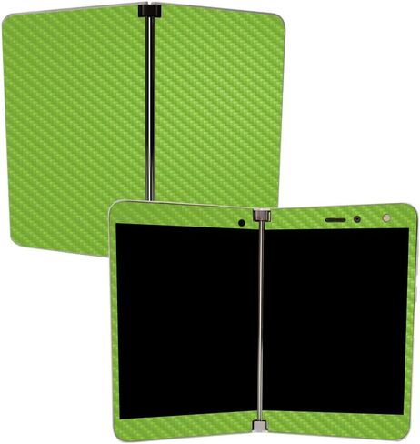 MightySkins Carbon Fiber Skin for Microsoft Surface Duo - Solid Seafoam | Protective, Durable Textured Carbon Fiber Finish | Easy to Apply | Made in The USA in Kuwait