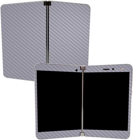 MightySkins Carbon Fiber Skin for Microsoft Surface Duo - Solid Seafoam | Protective, Durable Textured Carbon Fiber Finish | Easy to Apply | Made in The USA in Kuwait