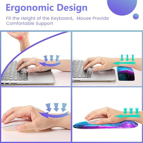 Haocoo Keyboard Wrist Rest, Ergonomic Mouse Pad with Wrist Rest, Gel Wrist Rest for Computer Keyboard and Mouse Pad, Non-Slip Mouse Pad Wrist Support for Gaming,Office, Boho Tropical Leaves in Kuwait