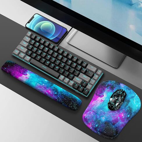 Haocoo Keyboard Wrist Rest, Ergonomic Mouse Pad with Wrist Rest, Gel Wrist Rest for Computer Keyboard and Mouse Pad, Non-Slip Mouse Pad Wrist Support for Gaming,Office, Boho Tropical Leaves in Kuwait