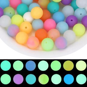 70 Pcs 15mm Silicone Beads for Keychain Making Stripe Rainbow Round Focal Beads for Pens Bracelet Necklace Jewelry Making Supplies(Rainbow) in Saudi Arabia