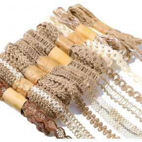 9 Rolls Craft Vintage Burlap Ribbons Lace Ribbon Trim Jute Ribbons Lace Natural Burlap Wedding Natural Jute Rope Twine String Rustic Gift Wrapping Party Supplies for Home Decoration in Saudi Arabia