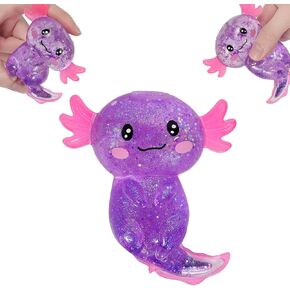 Realistic Axolotl Squishy Toy, Glitter Slow Rising Sensory Squeeze Toy for Kids Ages 3+ & Adults, Cute Axolotl Fidget Toy for Party Favors, Classroom Rewards & Desk Play (Blue) in Saudi Arabia