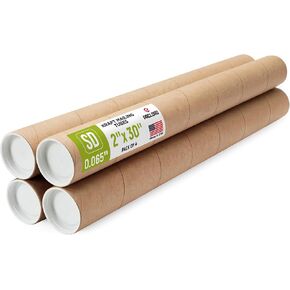 2" x 30" Reinforced Kraft Paper Mailing Tube, Pack of 2 Tubes with 4 Caps – Secure USPS Approved – Cardboard Poster Mailer for Shipping and Storing of Prints, Artwork, Posters, or Documents in Saudi Arabia