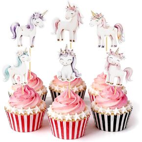 Unicorn Cupcake Toppers Horse Cake Toppers Picks Rainbow Theme for Girls Women Kids Birthday Party Baby Shower Valentine's Day Decorations - 24 Pack in Saudi Arabia