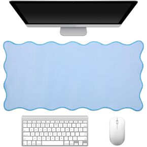 Scalloped Desk Mat 31.5" x 15.7" Large Cute Desk Mat for Desktop, Waterproof Scalloped Aesthetic Table Pad, Non-Slip Mouse Keyboard Pads Computer Accessories for Desk Office Home Gaming in Saudi Arabia