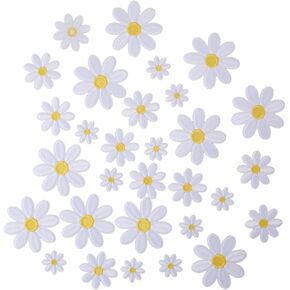Iron On Flower Patches Daisy 15Pcs Blue 3 Sizes Embroidery Applique for Clothes Hats Bags Jackets Jeans Cute DIY Decoration in Saudi Arabia