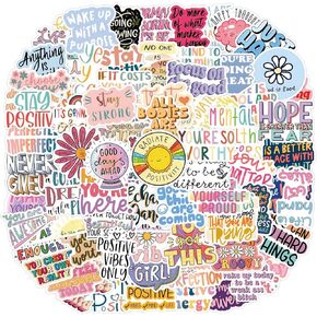 110 Pcs Inspirational Sticker Pack, Waterproof Vinyl Decals for Water Bottles, Laptops, Journals, Scrapbooks & Luggage, Positive Quote Art for DIY Crafts, Computer & Travel Accessories in Kuwait