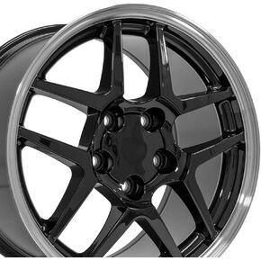 OE Wheels CV04 17 Inch Rim Fits Corvette C5 Z06 Style 5x120.65 17x9.5 Gloss Black Machined Lip - Hollander 5123 (1) in Saudi Arabia