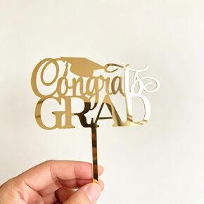 Acrylic Congrats Grad Cake Topper,Gold Grad Hat Cake Decortion,Class of 2026 Graduates Grad Decor for Graduation Themed Party Decoraton Supplies in Saudi Arabia