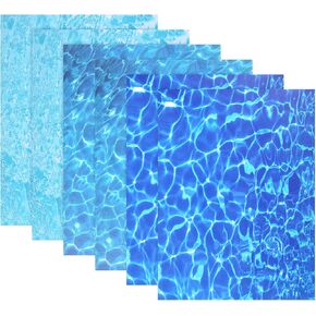 6 Pcs Ripple Water Sticker, Artificial Water Effect Sheet Self Adhesive Coated Paper Waters Ripples Sticker Pearlescent Ripple Stream Sheet for Sand Table Model Decor Lake River Scenery in Kuwait