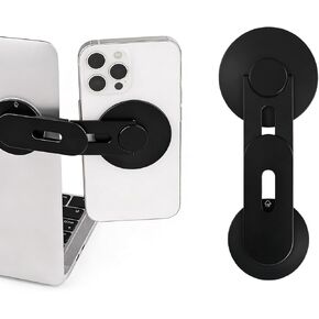Magnetic Phone Holder for Laptop, 180° Adjustable MagSafe Monitor Side Mount for iPhone 17 Pro Max/16/15/14/13/12 & All, Slim Portable Foldable Computer Expansion Bracket (Black) in Saudi Arabia