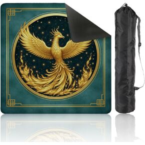 Mahjong Mat with Carrying Bag 31.5" x 31.5" Non-Slip Noise Reduction Sunny Beach Waves Blue Striped Towel Pink Umbrella Table Mat for Mahjong Poker Dominoes Card Board Tile Games in Saudi Arabia
