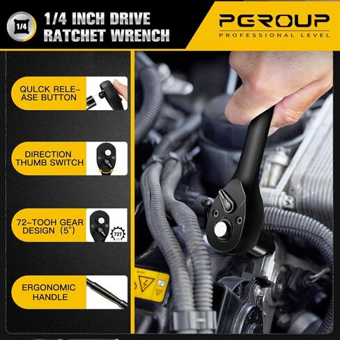 1/4 Inch Drive Impact Socket Set, 79 PCS Standard SAE(5/32-9/16inch) & Metric(4-15mm) Size, 6 Point Deep & Shallow, 72T Wrench Ratchet Kit, Master Grade Cr-V With Heavy Duty Storage Case in Saudi Arabia