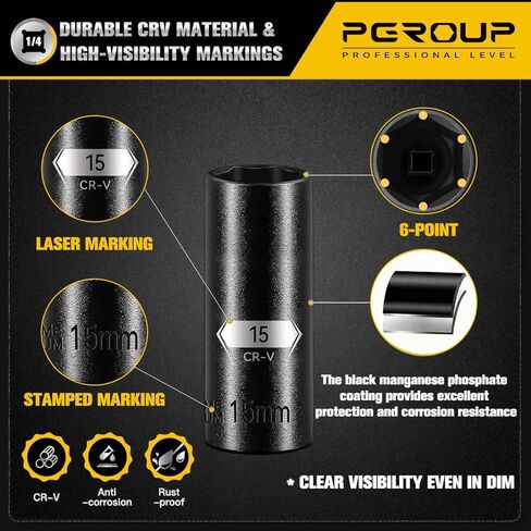 1/4 Inch Drive Impact Socket Set, 79 PCS Standard SAE(5/32-9/16inch) & Metric(4-15mm) Size, 6 Point Deep & Shallow, 72T Wrench Ratchet Kit, Master Grade Cr-V With Heavy Duty Storage Case in Saudi Arabia