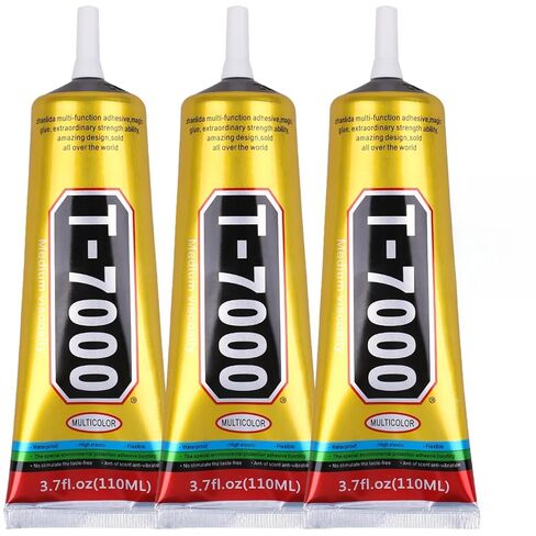 T7000 Glue Black for Cell Phone Repair, Waterproof 3Pcs 110ML(3.7oz) T-7000 Adhesive with Precision Tip Electronics Components LCD TV Display Screen Soft Elastic Frame Case Back Cover Silicone Sealant in Saudi Arabia