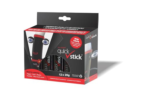 Glue Stick Original 20g, Pack of 12 Glue Sticks, Quality Adhesive Gluestick, Ideal for School, Scrapbooking & Office supplies - Strong-hold for Paper, Card, Textiles, Crafting Glues, Homes in Saudi Arabia